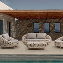 Outdoor sofa set with weather-resistant cushions | 户外沙发套装,配有耐候座垫 | 户外梳化套裝,配有耐候座墊