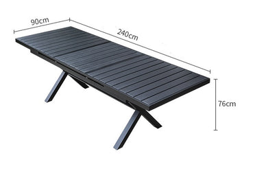 Alfresco | Gina | Outdoor Extendable Table with Kuba Armchair Set - Black