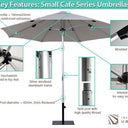 Stylish Australia Instant Shade Cafe Series outdoor sun parasol and umbrella for garden or patio, UV-resistant | 時尚戶外太陽傘及雨傘,適合花園或露台,防紫外線 | 时尚户外太阳伞及雨伞,适合花园或露台,防紫外线