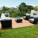 Outdoor sofa set with weather-resistant cushions | 户外沙发套装,配有耐候座垫 | 户外梳化套裝,配有耐候座墊