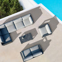 Outdoor sofa set with weather-resistant cushions | 户外沙发套装,配有耐候座垫 | 户外梳化套裝,配有耐候座墊