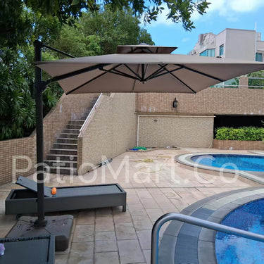 6001 Roman 2.5M x2.5M Square Parasol with 185 kg Water Base