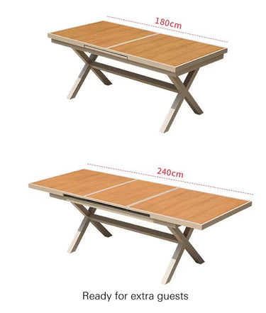 Alfresco | Gina | Outdoor Extendable Table with Caledonia Armchair Set - Champagne