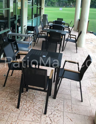 *Pre-order* Alfresco | Kuba | Outdoor Square Dining Table with Enoch Armchair Set - Black