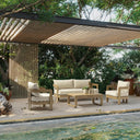 Outdoor sofa set with weather-resistant cushions | 户外沙发套装,配有耐候座垫 | 户外梳化套裝,配有耐候座墊