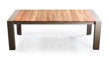 Montpelier Outdoor Aluminum Teak Wood Extendable Table and Bench Set