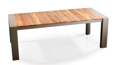 Montpelier Outdoor Aluminum Teak Wood Extendable Table and Bench Set