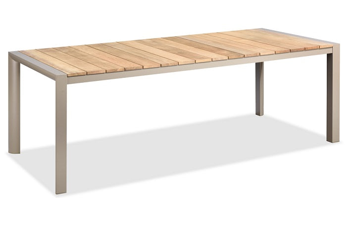 Brookvale Outdoor Aluminum Teak Wood Rect Table and Bench Set (100% FSC® teak)