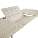 Beige outdoor furniture set with table and chairs on a white background