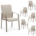 Beige outdoor chairs with armrests on a white background