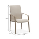 Beige outdoor chair with dimensions labeled on a white background