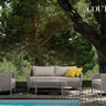 Outdoor sofa set with weather-resistant cushions | 户外沙发套装,配有耐候座垫 | 户外梳化套裝,配有耐候座墊