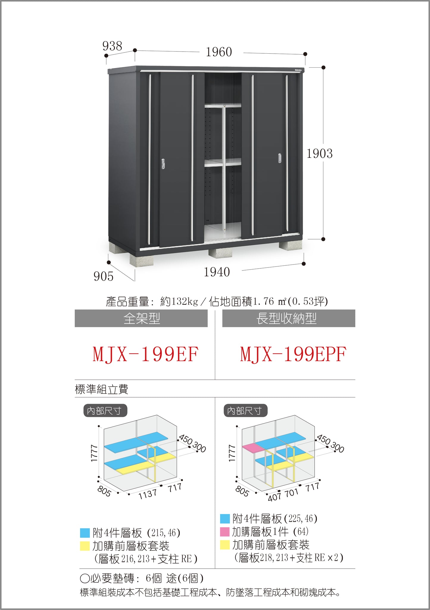 *Pre-order* Inaba Outdoor Storage MJX-199EF (W1960xD938xH1903mm) 3.499m3