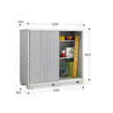 Inaba outdoor storage cabinet featuring a sleek design for outdoor use, waterproof and sun-resistant, made in Japan. / Inaba 戶外儲物櫃,具有流線型設計,適合戶外使用,防水防曬,產自日本。 / Inaba 户外储物柜,具有流线型设计,适合户外使用,防水防晒,产自日本。