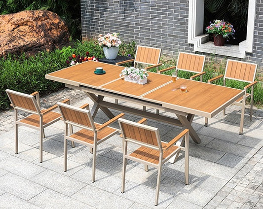 Gina Outdoor Extendable Dining Set -- Champagne
