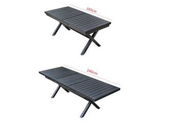 Alfresco | Gina | Outdoor Extendable Table with Kuba Armchair Set - Black