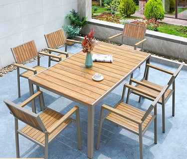 Alfresco | Echo | Outdoor Rect Table with Kuba Armchair Set - Champagne