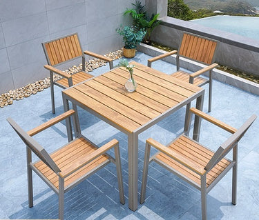 Alfresco | Echo | Outdoor Square Table with Kuba Armchair Set - Champagne
