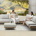 Outdoor sofa set with weather-resistant cushions | 户外沙发套装,配有耐候座垫 | 户外梳化套裝,配有耐候座墊