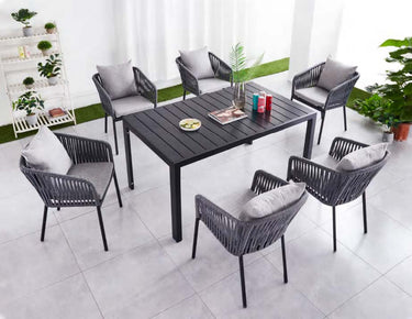 Alfresco | Abel |Outdoor Rect Table with Blake Armchair Set - Black