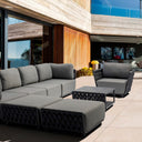 Outdoor sofa set with weather-resistant cushions | 户外沙发套装,配有耐候座垫 | 户外梳化套裝,配有耐候座墊
