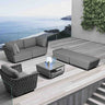 Outdoor sofa set with weather-resistant cushions | 户外沙发套装,配有耐候座垫 | 户外梳化套裝,配有耐候座墊