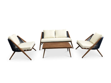 Outdoor sofa set with weather-resistant cushions | 户外沙发套装,配有耐候座垫 | 户外梳化套裝,配有耐候座墊