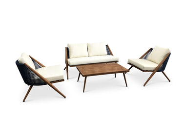 Outdoor sofa set with weather-resistant cushions | 户外沙发套装,配有耐候座垫 | 户外梳化套裝,配有耐候座墊