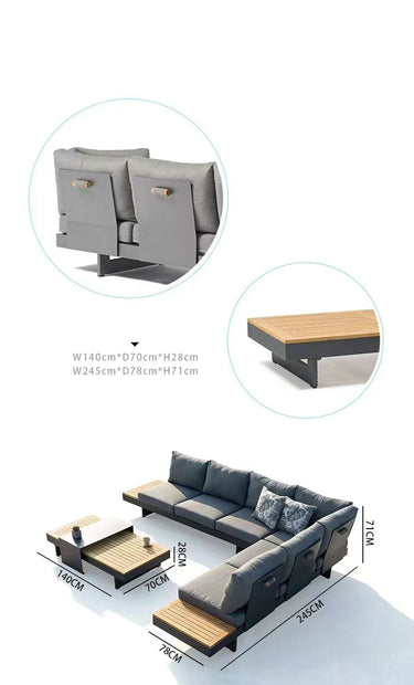 Outdoor sofa set with weather-resistant cushions | 户外沙发套装,配有耐候座垫 | 户外梳化套裝,配有耐候座墊