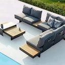 Outdoor sofa set with weather-resistant cushions | 户外沙发套装,配有耐候座垫 | 户外梳化套裝,配有耐候座墊