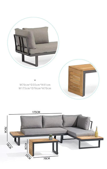 Outdoor sofa set with weather-resistant cushions | 户外沙发套装,配有耐候座垫 | 户外梳化套裝,配有耐候座墊