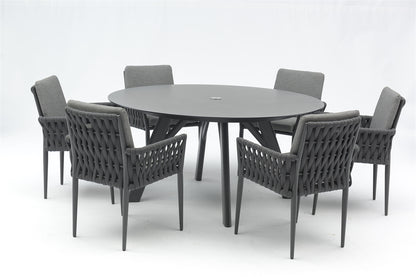 Yes Outdoor Round Table with Hug Armchair Set of 7pcs