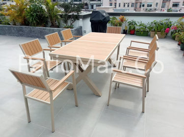 Alfresco | Gina | Outdoor Extendable Table with Kuba Armchair Set - Champagne