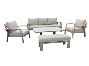 *Pre-order* Alfresco | Gardinia | Garden Lounge Set with Rising Table, 5Pc