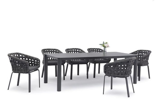 Baros Outdoor Rect Table with  Armchair Set of 7pcs