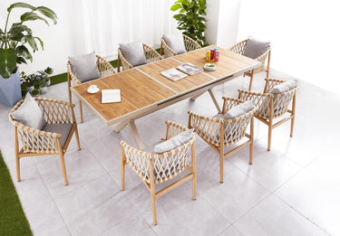Alfresco | Gina | Outdoor Extendable Table with Caledonia Armchair Set - Champagne