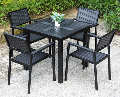 Kuba Outdoor Square Dining Set -- Black