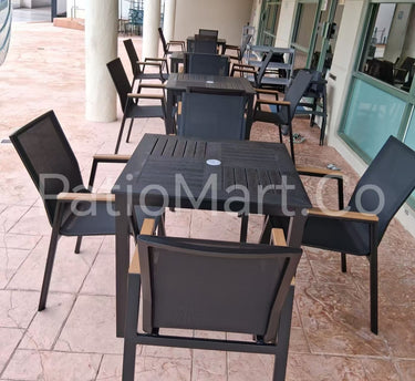 *Pre-order* Alfresco | Kuba | Outdoor Square Dining Table with Enoch Armchair Set - Black