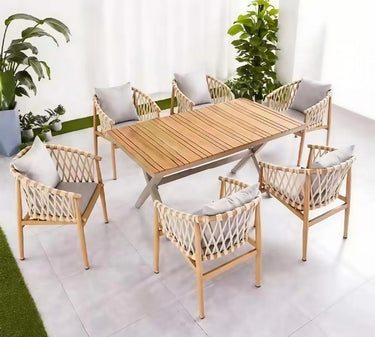 Alfresco | Anita | Outdoor Rect Table with Caledonia Armchair Set - Champagne