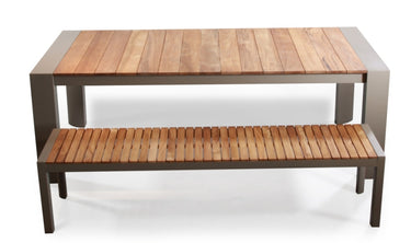 Montpelier Outdoor Aluminum Teak Wood Extendable Table and Bench Set