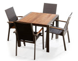 Alfresco | Brookvale | Outdoor Aluminum Teak Wood Square Table Set (100% FSC® teak)