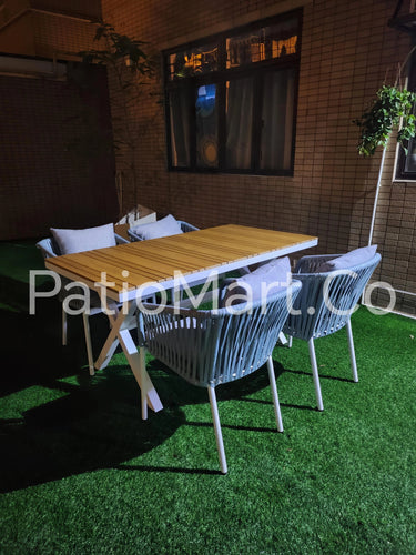 Alfresco | Anita | Outdoor Rect Table with Blake Armchair Set - White