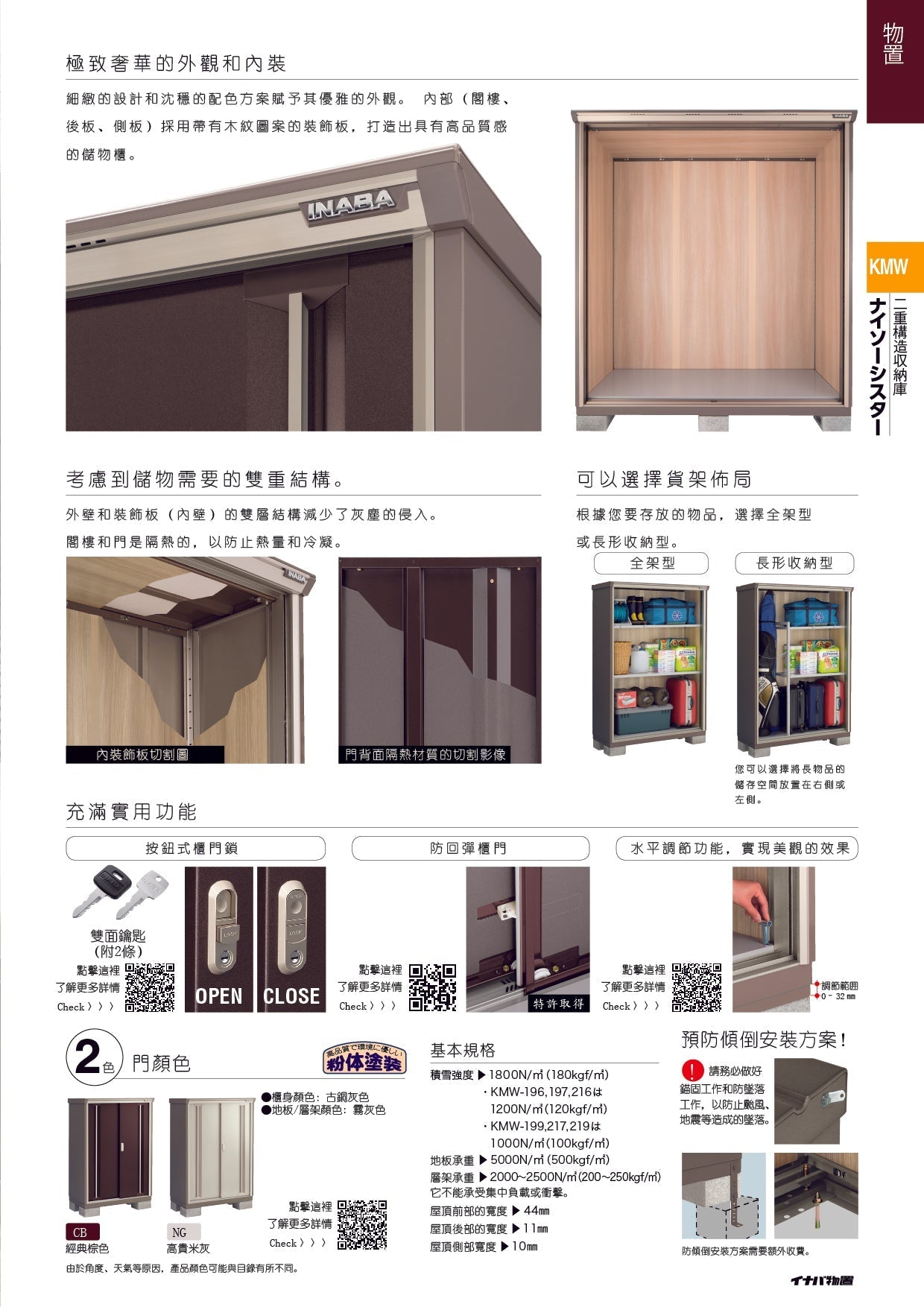 *Pre-order* Inaba Outdoor Storage CabinetsKMW-117D (W1120xD775xH1603mm) 1.391m3