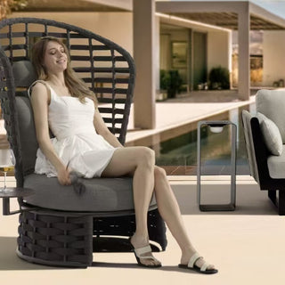 Couture Jardin | Noble | Outdoor High Back Armless Chair With Side Table - Anthracite
