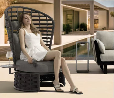 Couture Jardin | Noble | Outdoor High Back Armless Chair With Side Table - Anthracite