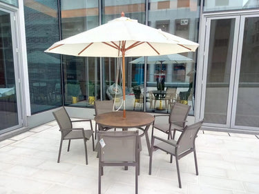 Wooden Center Pole Round Parasol with 30 kg Base