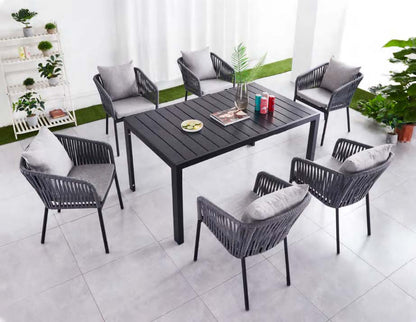 Abel Outdoor Rect Dining Set -- Black