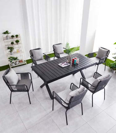 Alfresco | Gina | Outdoor Extendable Table with Loly Armchair Set - Black