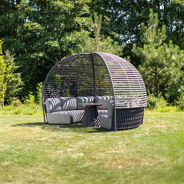 Couture Jardin | Hug | Outdoor Arc Sofa Set with Canopy - Anthracite Color
