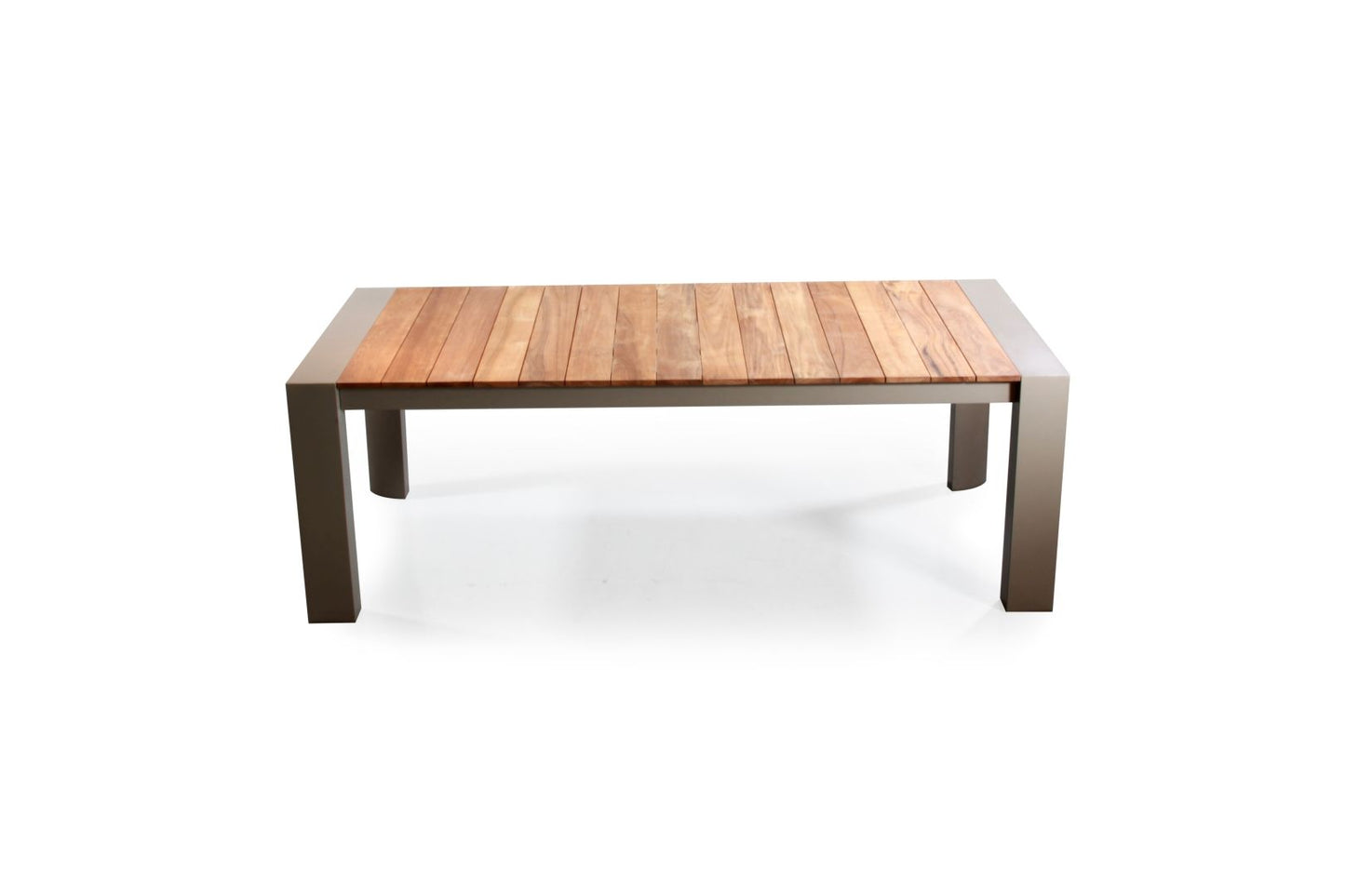 Glenn Outdoor Aluminum Teak Wood Extension Table Set
